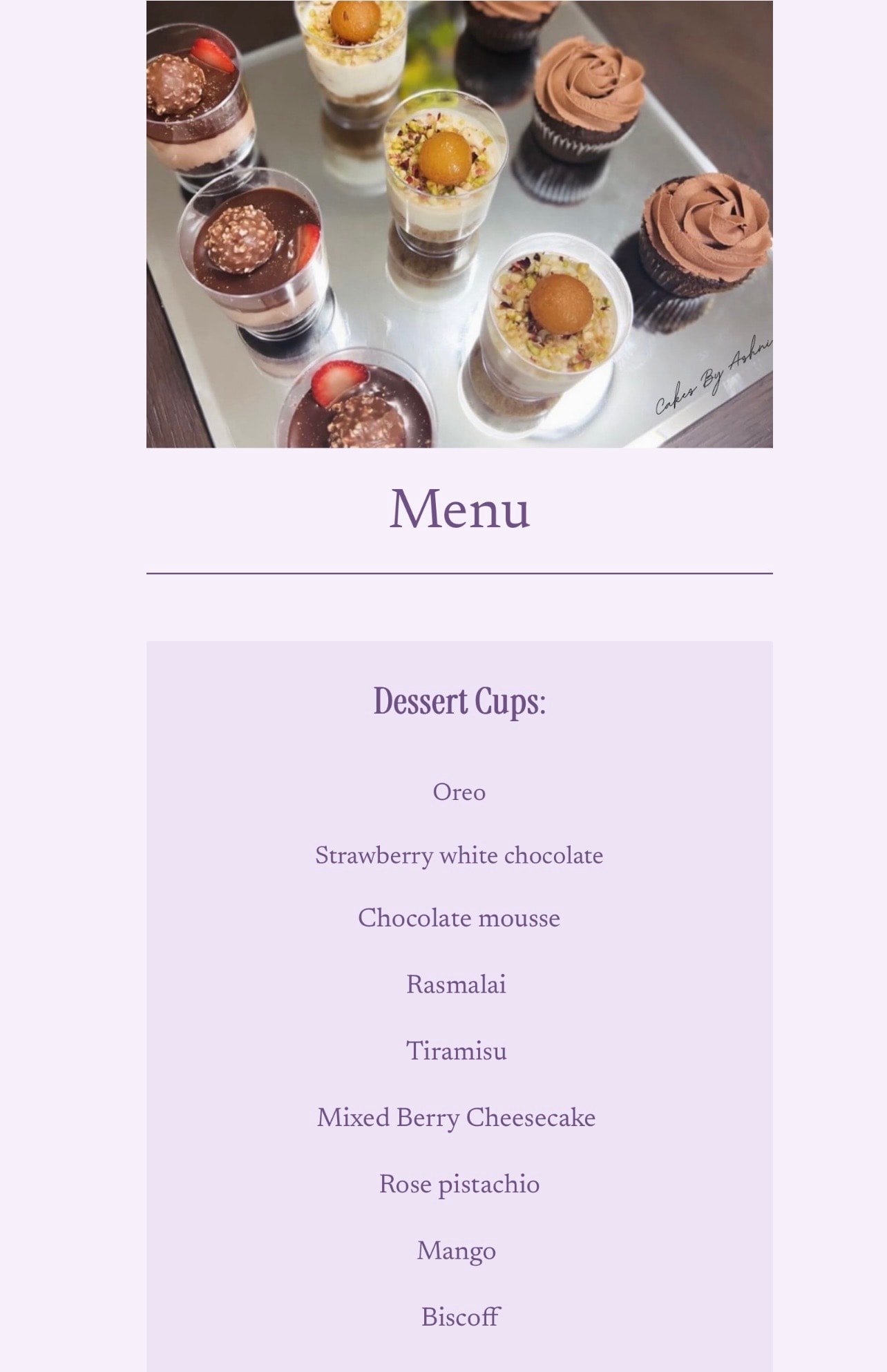 Old Squarespace menu page